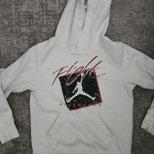 Jordan White Hoodie with Red Logo